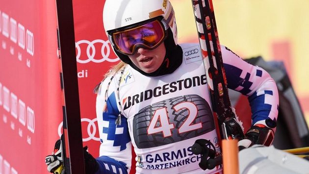 Ester Ledecká při loňském startu v SP v Garmisch-Partenkirchenu. Ester Ledecká při loňském startu v SP v Garmisch-Partenkirchenu.