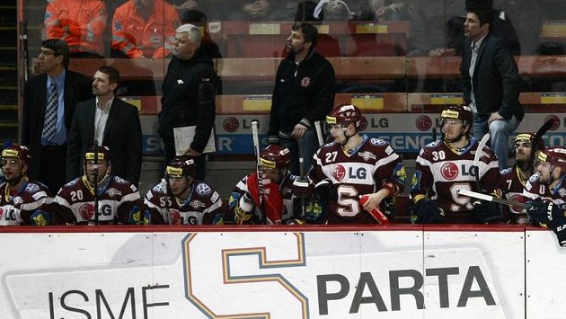Střídačka hokejistů Sparty. Střídačka hokejistů Sparty.