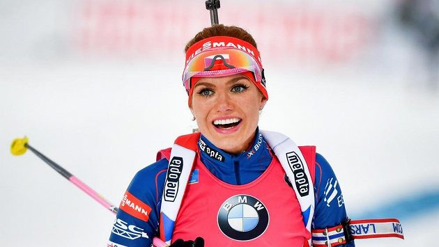 Gabriela Koukalová v cíli stíhačky v Östersundu. Gabriela Koukalová v cíli stíhačky v Östersundu.
