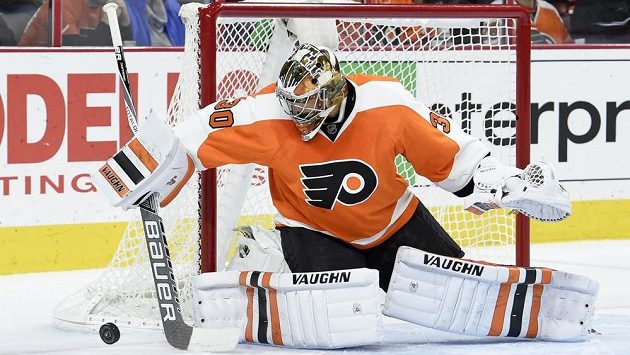 Michal Neuvirth v bráně Philadelphie Flyers. Michal Neuvirth v bráně Philadelphie Flyers.