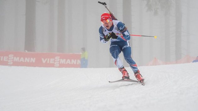 Ondřej Hošek při štafetě Světového poháru v Oberhofu. Ondřej Hošek při štafetě Světového poháru v Oberhofu.