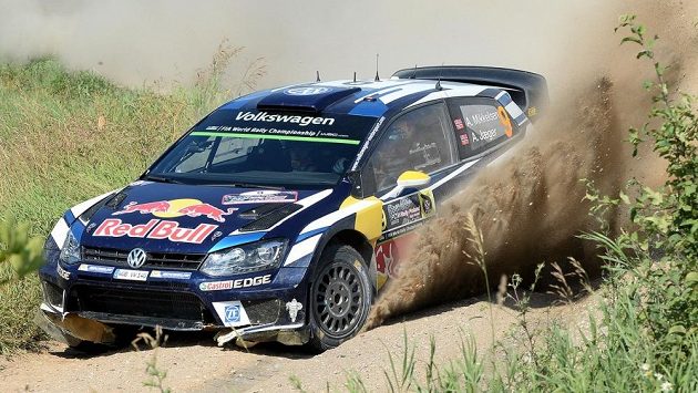 Nor Andres Mikkelsen na trati Polské rallye. Nor Andres Mikkelsen na trati Polské rallye.