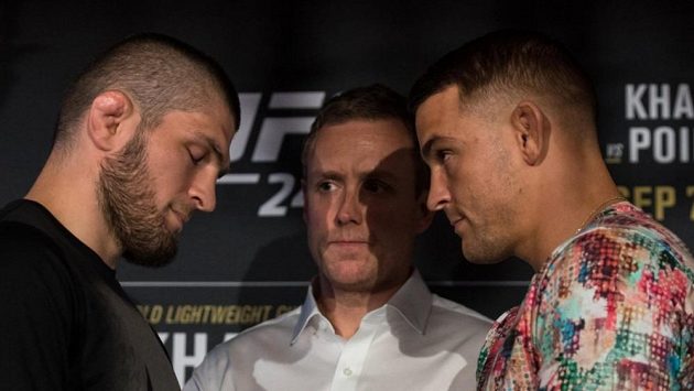 Chabib Nurmagomedov (vlevo) a Američan Dustin Poirier. Kdo odejde s mistrovským pásem? Chabib Nurmagomedov (vlevo) a Američan Dustin Poirier. Kdo odejde s mistrovským pásem?