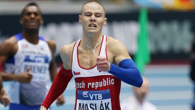 Pavel Maslák ve finále závodu na 400 metrů na halovém MS. Pavel Maslák ve finále závodu na 400 metrů na halovém MS.