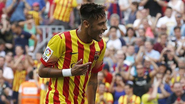 Neymar se raduje z gólu. Neymar se raduje z gólu.