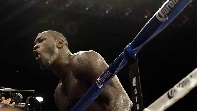 Deontay Wilder poté, co porazil Erica Molinu. Deontay Wilder poté, co porazil Erica Molinu.