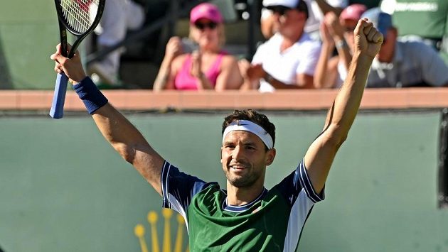 Bulhar Grigor Dimitrov po vítězství nad Daniilem Medveděvem. Bulhar Grigor Dimitrov po vítězství nad Daniilem Medveděvem.