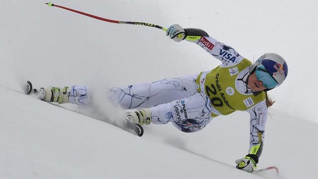 Americká lyžařka Lindsey Vonnová během kombinace v Soldeu. Americká lyžařka Lindsey Vonnová během kombinace v Soldeu.