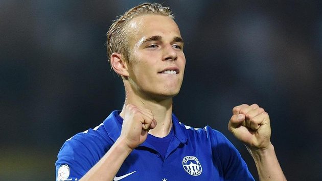 Stoper Liberce Lukáš Pokorný se raduje z postupu přes Hajduk Split. Stoper Liberce Lukáš Pokorný se raduje z postupu přes Hajduk Split.
