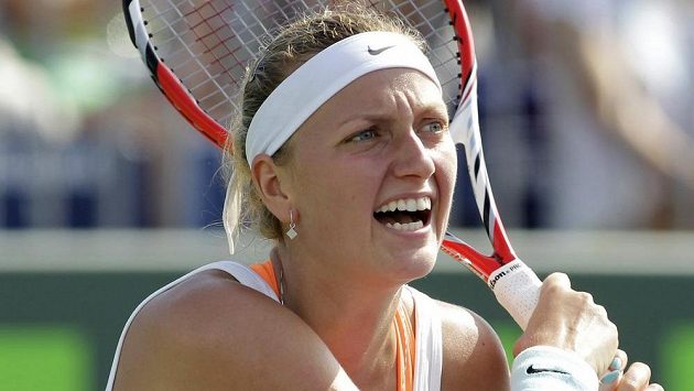 Petra Kvitová v osmifinálovém utkání v Miami proti Srbce Aně Ivanovičové. Petra Kvitová v osmifinálovém utkání v Miami proti Srbce Aně Ivanovičové.
