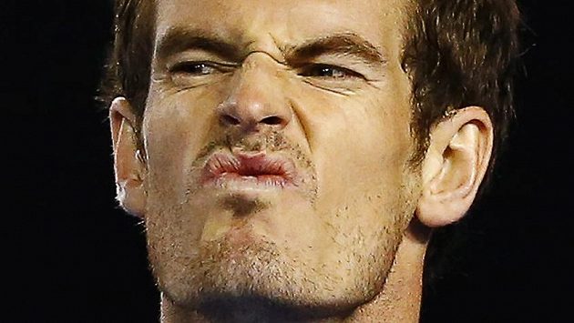 Grimasa Andyho Murrayho během semifinále Australian Open. Grimasa Andyho Murrayho během semifinále Australian Open.