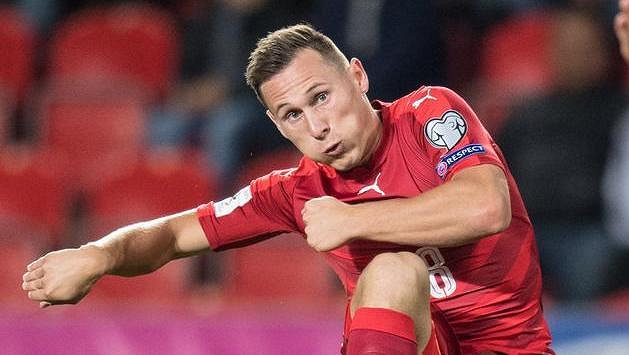 Český obránce Jan Bořil během utkání s Německem. Český obránce Jan Bořil během utkání s Německem.