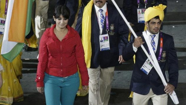 Indická výprava při slavnostním zahájení olympijských her. Indická výprava při slavnostním zahájení olympijských her.