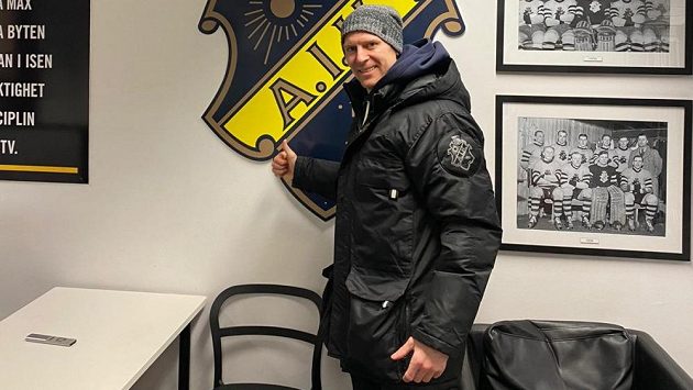 Útočník Vojtěch Polák na stadionu AIK Stockholm. Útočník Vojtěch Polák na stadionu AIK Stockholm.