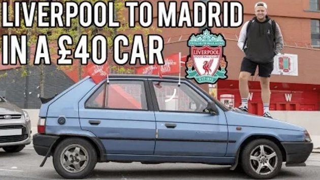 Fanoušek Liverpoolu na finále Ligy mistrů vyrazil v 26 let starém autě za 40 liber. Fanoušek Liverpoolu na finále Ligy mistrů vyrazil v 26 let starém autě za 40 liber.