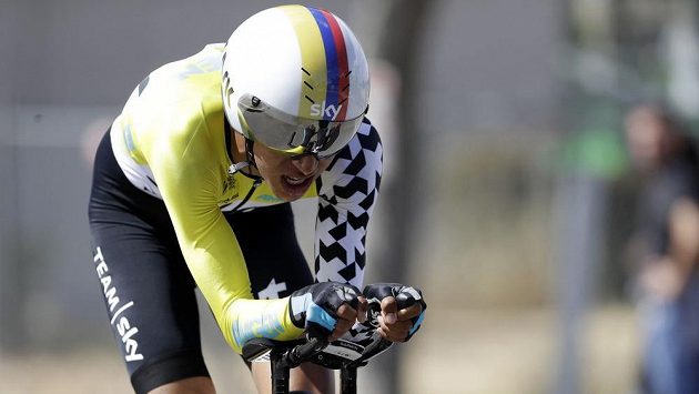 Kolumbijský cyklista Egan Bernal v etapovém závodu Kolem Kalifornie. Kolumbijský cyklista Egan Bernal v etapovém závodu Kolem Kalifornie.