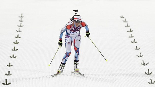 Biatlonistka Veronika Vítková dojíždí do cíle. Biatlonistka Veronika Vítková dojíždí do cíle.