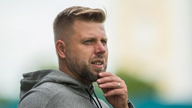 Trenér Budějovic David Horejš. Trenér Budějovic David Horejš.