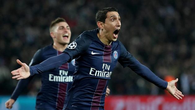 Ángel di María z Paris SG jásá po gólu proti Barceloně. Ángel di María z Paris SG jásá po gólu proti Barceloně.
