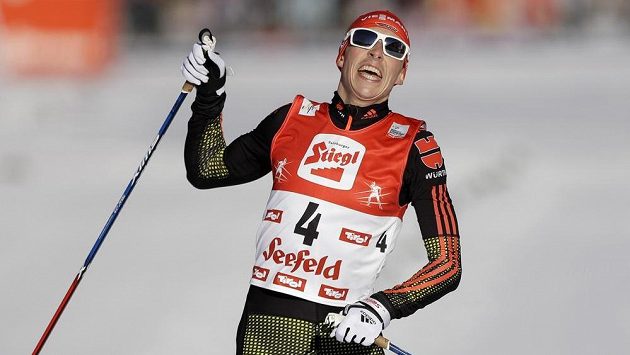 Eric Frenzel z Německa se raduje v Seefeldu. Eric Frenzel z Německa se raduje v Seefeldu.
