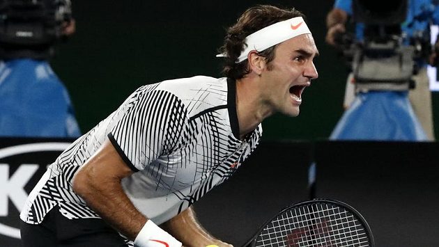 Roger Federer se raduje ze zisku grandslamu. Roger Federer se raduje ze zisku grandslamu.