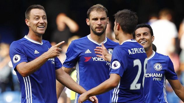 Radost fotbalistů Chelsea - ilustrační foto. Radost fotbalistů Chelsea - ilustrační foto.