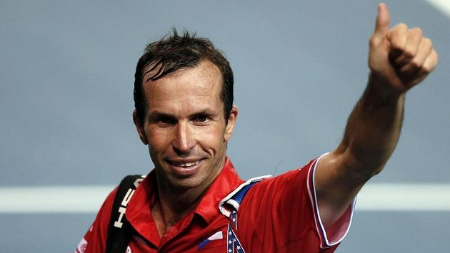 Spokojený Radek Štěpánek po vydřené výhře nad Tacumou Item. Spokojený Radek Štěpánek po vydřené výhře nad Tacumou Item.