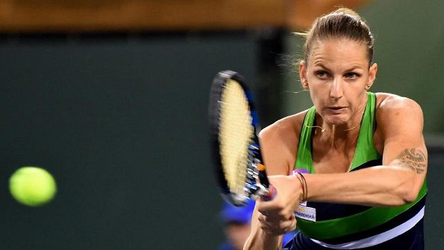 Karolína Plíškova při utkání na turnaji v Indian Wells. Karolína Plíškova při utkání na turnaji v Indian Wells.
