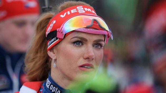 Gabriela Koukalová při biatlonové exhibici. Gabriela Koukalová při biatlonové exhibici.