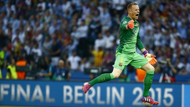 Brankář Barcelony Marc-André ter Stegen ve finále Ligy mistrů proti Juventusu. Brankář Barcelony Marc-André ter Stegen ve finále Ligy mistrů proti Juventusu.