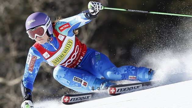 Slovinka Tina Mazeová během obřího slalomu v Aspenu. Slovinka Tina Mazeová během obřího slalomu v Aspenu.