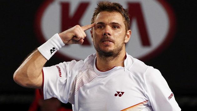 Švýcarský tenista Stanislas Wawrinka se raduje z výhry nad Tomášem Berdychem. Švýcarský tenista Stanislas Wawrinka se raduje z výhry nad Tomášem Berdychem.