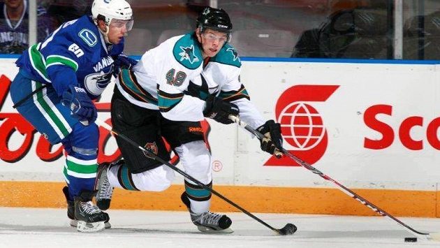 Tomáš Hertl v dresu Žraloků ze San Jose. Tomáš Hertl v dresu Žraloků ze San Jose.
