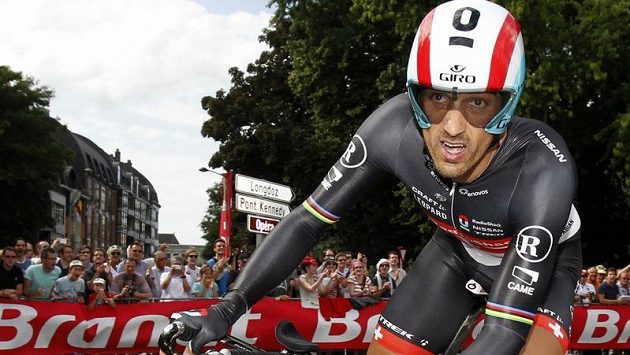 Švýcar Fabian Cancellara při prologu Tour de France v Lutychu. Švýcar Fabian Cancellara při prologu Tour de France v Lutychu.