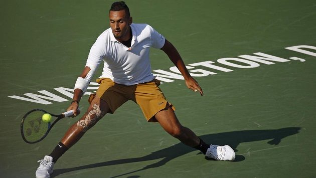 Australan Nick Kyrgios ve finále turnaje ve Washingtonu. Australan Nick Kyrgios ve finále turnaje ve Washingtonu.