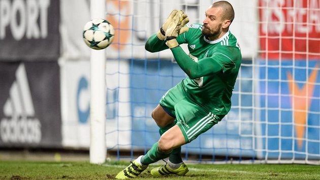 Brankář Mladé Boleslavi Martin Poláček. Brankář Mladé Boleslavi Martin Poláček.