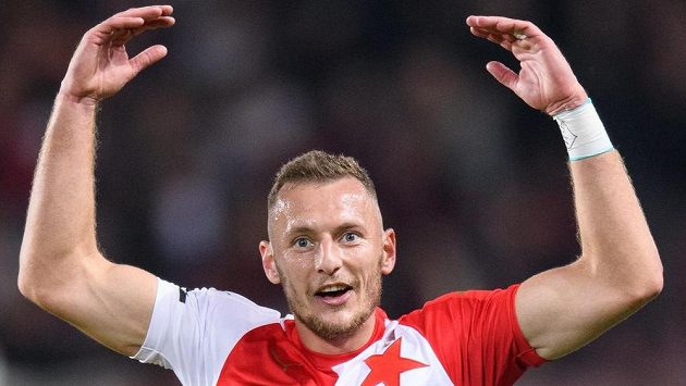 Vladimír Coufal ze Slavie po vítězství v derby. Vladimír Coufal ze Slavie po vítězství v derby.