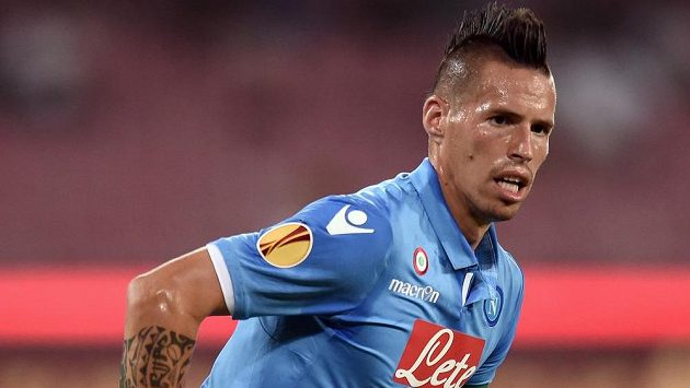 Neapolský záložník Marek Hamšík v prvním duelu proti Spartě. Neapolský záložník Marek Hamšík v prvním duelu proti Spartě.