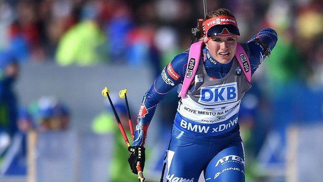 Gabriela Soukalová při sprintu v Novém Městě na Moravě. Gabriela Soukalová při sprintu v Novém Městě na Moravě.