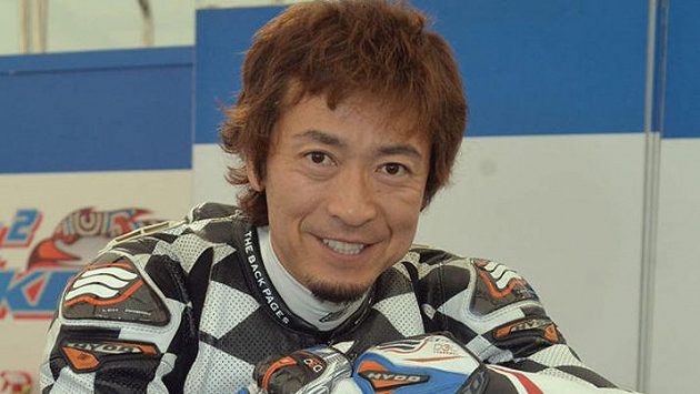 Japonský motocyklista Jošinari Macušita Japonský motocyklista Jošinari Macušita