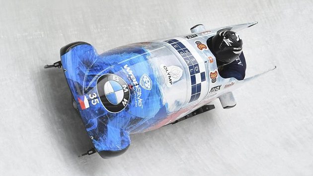 Český dvojbob Dominik Dvořák, Jakub Nosek na trati závodu SP v Iglsu. Český dvojbob Dominik Dvořák, Jakub Nosek na trati závodu SP v Iglsu.