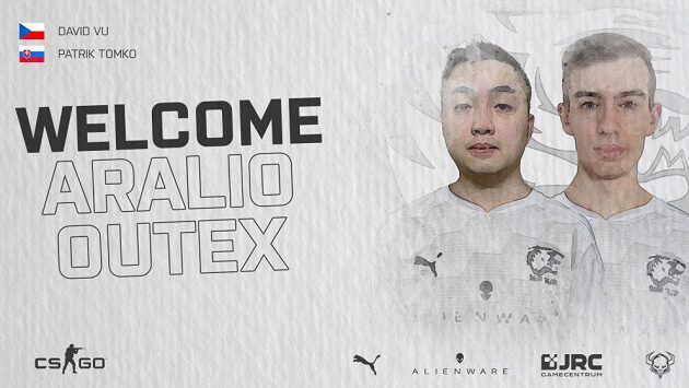 CS:GO sestava Dark Tigers přivítala nové členy Davida „Aralio“ Vu (vlevo) a Slováka Patrika „outex“ Tomka. CS:GO sestava Dark Tigers přivítala nové členy Davida „Aralio“ Vu (vlevo) a Slováka Patrika „outex“ Tomka.