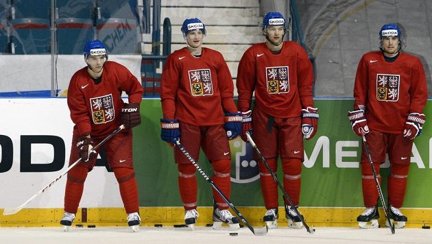 Elitní útočná formace (vyjma obránce Šmída - druhý zleva) české reprezentace na mistrovství světa 2013. Vlevo Vrbata, zprava Fleischmann a Hanzal. Elitní útočná formace (vyjma obránce Šmída - druhý zleva) české reprezentace na mistrovství světa 2013. Vlevo Vrbata, zprava Fleischmann a Hanzal.
