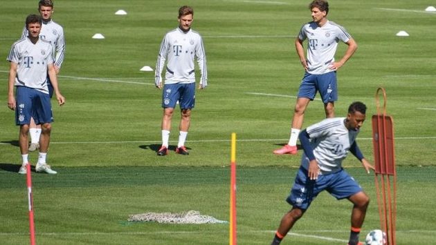 Fotbalisté Bayernu Mnichov během tréninku Fotbalisté Bayernu Mnichov během tréninku