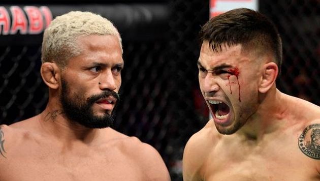 Brazilský šampion Deiveson Figueiredo (vlevo) a Američan Alex Perez, kdo bude po víkendu šampionem UFC. Brazilský šampion Deiveson Figueiredo (vlevo) a Američan Alex Perez, kdo bude po víkendu šampionem UFC.