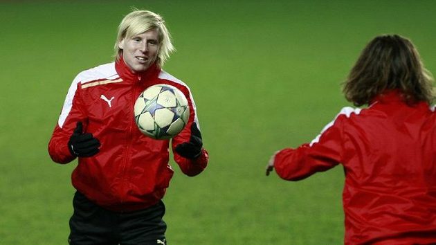 František Rajtoral (vlevo) při tréninku Plzně. Vpravo Petr Jiráček. František Rajtoral (vlevo) při tréninku Plzně. Vpravo Petr Jiráček.