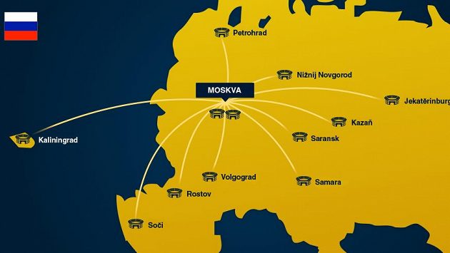 Ze dvanácti stadionů, kde se budou zápasy MS 2018 hrát, bude signál přenášen do Moskvy, kde budou videosudí sporné situace vyhodnocovat u monitorů. Ze dvanácti stadionů, kde se budou zápasy MS 2018 hrát, bude signál přenášen do Moskvy, kde budou videosudí sporné situace vyhodnocovat u monitorů.