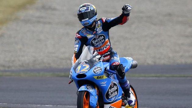 Alex Marquez oslavuje po závodě v Motegi. Alex Marquez oslavuje po závodě v Motegi.