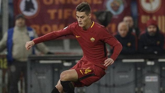 Český útočník Patrik Schick v dresu AS Řím. Český útočník Patrik Schick v dresu AS Řím.