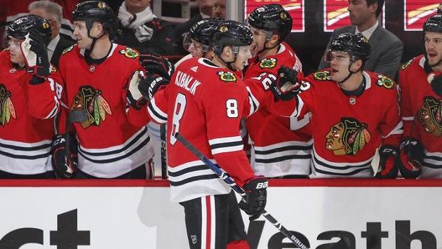 Dominik Kubalík se raduje ze své premiérové trefy v NHL Dominik Kubalík se raduje ze své premiérové trefy v NHL